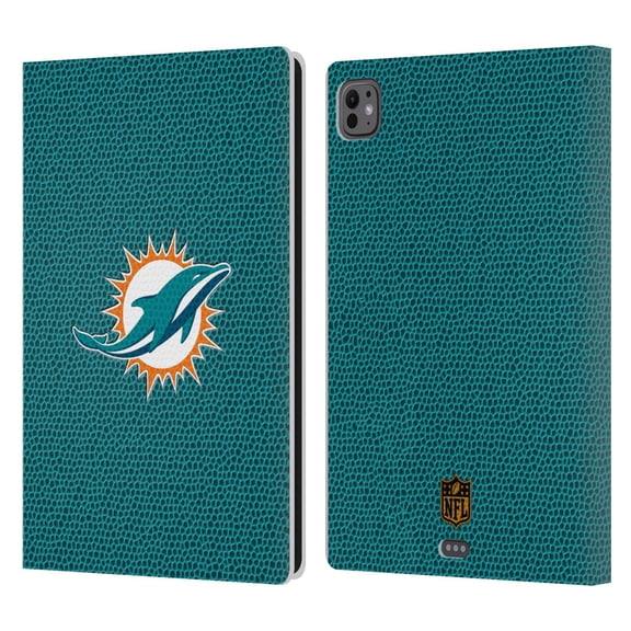 Head Case Designs NFL Miami Dolphins Logo Football Leather Book Wallet Case Cover For Apple iPad Pro 11 M4 2024