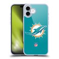 thumbnail image 1 of Head Case Designs NFL Miami Dolphins Logo Plain Soft Gel Case for Apple iPhone 16 Plus, 1 of 7