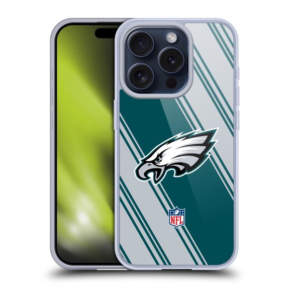 Head Case Designs NFL Philadelphia Eagles Artwork Stripes Soft Gel Case for Apple iPhone 15 Pro