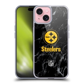 Head Case Designs NFL Pittsburgh Steelers Graphics Coloured Marble Soft Gel Case for Apple iPhone 15