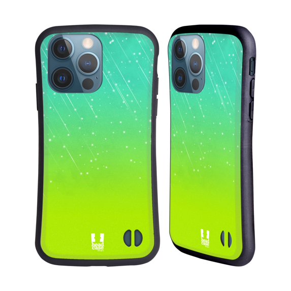 Head Case Designs Neon Rain Ombre Aqua Green Hybrid Case Compatible with Apple iPhone 13 Pro