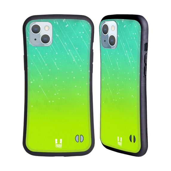Head Case Designs Neon Rain Ombre Aqua Green Hybrid Case Compatible with Apple iPhone 14 Plus