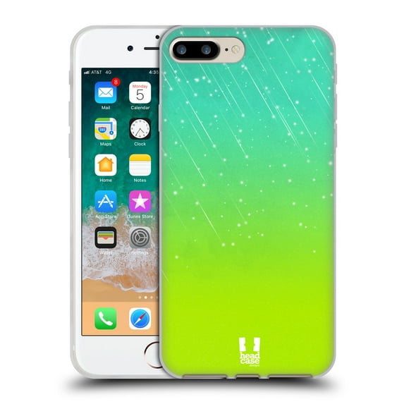 Head Case Designs Neon Rain Ombre Aqua Green Soft Gel Case Compatible with Apple iPhone 7 Plus / iPhone 8 Plus