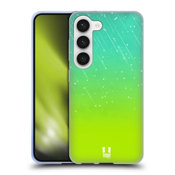 Head Case Designs Neon Rain Ombre Aqua Green Soft Gel Case Compatible with Samsung Galaxy S23 5G