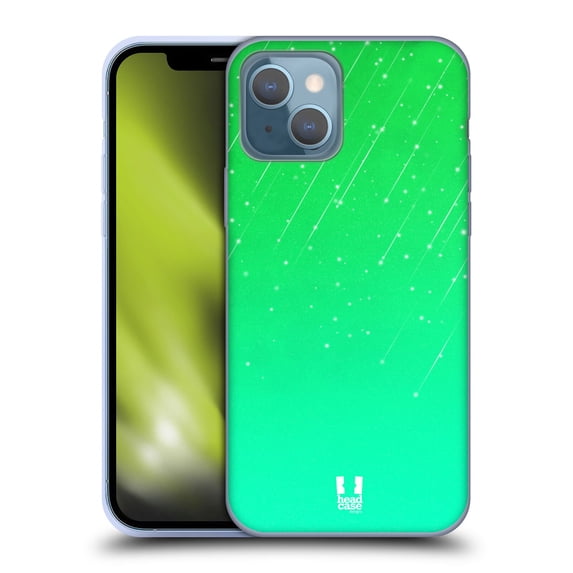 Head Case Designs Neon Rain Ombre Green Soft Gel Case Compatible with Apple iPhone 13