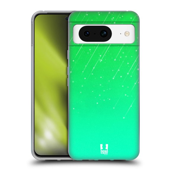 Head Case Designs Neon Rain Ombre Green Soft Gel Case Compatible with Google Pixel 8