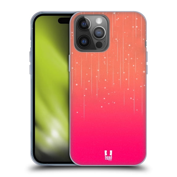 Head Case Designs Neon Rain Ombre Peach Pink Soft Gel Case Compatible with Apple iPhone 14 Pro Max