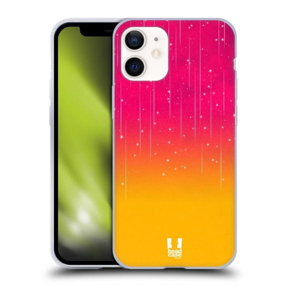 Head Case Designs Neon Rain Ombre Pink Orange Soft Gel Case Compatible with Apple iPhone 12 Mini