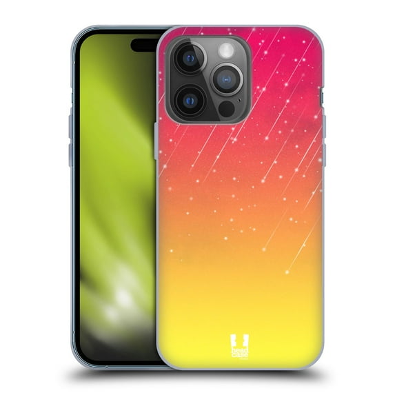 Head Case Designs Neon Rain Ombre Pink Yellow Soft Gel Case Compatible with Apple iPhone 14 Pro