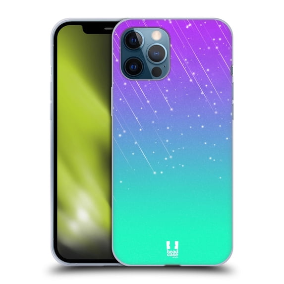 Head Case Designs Neon Rain Ombre Purple Aqua Soft Gel Case Compatible with Apple iPhone 12 Pro Max