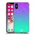 thumbnail image 1 of Head Case Designs Neon Rain Ombre Purple Aqua Soft Gel Case Compatible with Apple iPhone X / iPhone XS, 1 of 7