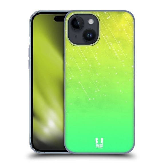Head Case Designs Neon Rain Ombre Yellow Green Soft Gel Case Compatible with Apple iPhone 15