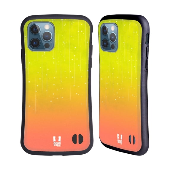 Head Case Designs Neon Rain Ombre Yellow Peach Hybrid Case Compatible with Apple iPhone 12 / iPhone 12 Pro