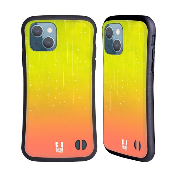 Head Case Designs Neon Rain Ombre Yellow Peach Hybrid Case Compatible with Apple iPhone 13
