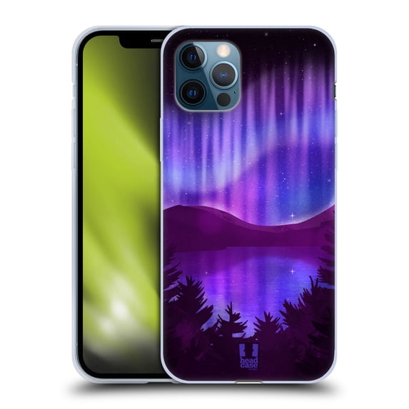 Head Case Designs Northern Lights Lake View Soft Gel Case Compatible with Apple iPhone 12 / iPhone 12 Pro