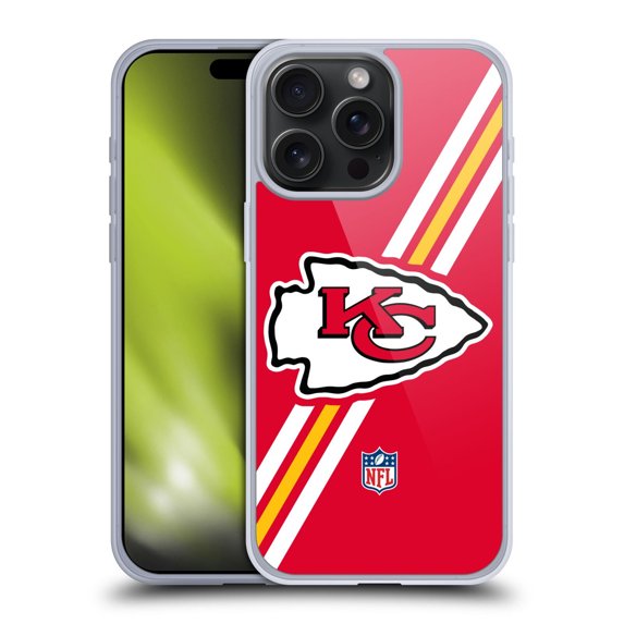 Head Case Designs NFL Kansas City Chiefs Logo Stripes Soft Gel Case for Apple iPhone 15 Pro Max
