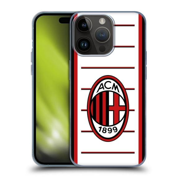 Head Case Designs Officially Licensed AC Milan 2022/23 Away Kit Soft Gel Case Compatible with Apple iPhone 15 Pro