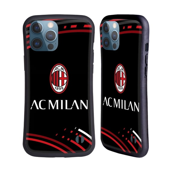 Head Case Designs Officially Licensed AC Milan Crest Patterns Curved Hybrid Case Compatible with Apple iPhone 13 Pro Max