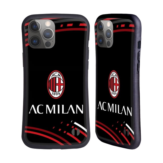 Head Case Designs Officially Licensed AC Milan Crest Patterns Curved Hybrid Case Compatible with Apple iPhone 14 Pro Max