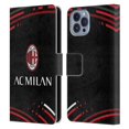 thumbnail image 1 of Head Case Designs Officially Licensed AC Milan Crest Patterns Curved Leather Book Wallet Case Cover Compatible with Apple iPhone 14, 1 of 6
