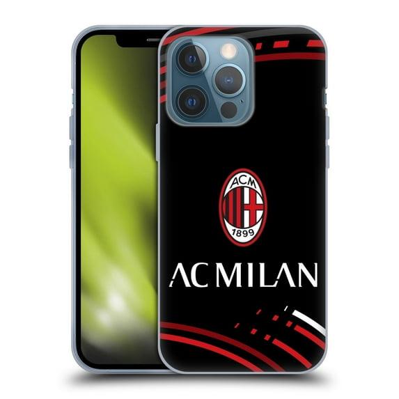Head Case Designs Officially Licensed AC Milan Crest Patterns Curved Soft Gel Case Compatible with Apple iPhone 13 Pro