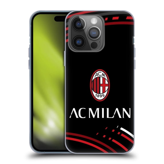 Head Case Designs Officially Licensed AC Milan Crest Patterns Curved Soft Gel Case Compatible with Apple iPhone 14 Pro