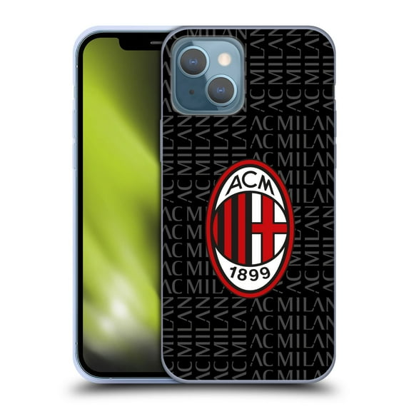 Head Case Designs Officially Licensed AC Milan Crest Patterns Red And Grey Soft Gel Case Compatible with Apple iPhone 13
