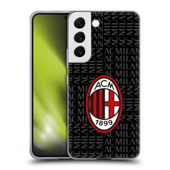 Head Case Designs Officially Licensed AC Milan Crest Patterns Red And Grey Soft Gel Case Compatible with Samsung Galaxy S22 5G