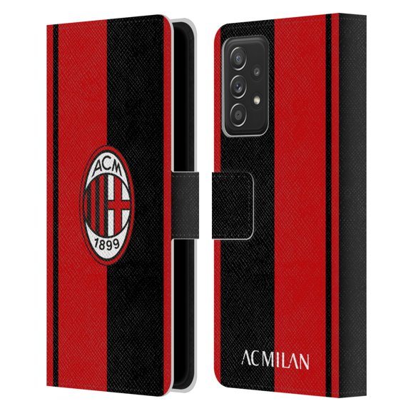 Head Case Designs Officially Licensed AC Milan Crest Red And Black Leather Book Wallet Case Cover Compatible with Samsung Galaxy A52 / A52s / 5G (2021)