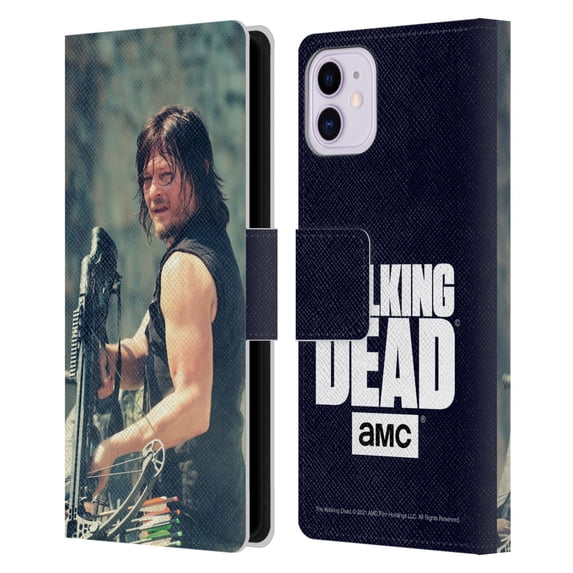 Head Case Designs Officially Licensed AMC The Walking Dead Daryl Dixon Archer Leather Book Wallet Case Cover Compatible with Apple iPhone 11
