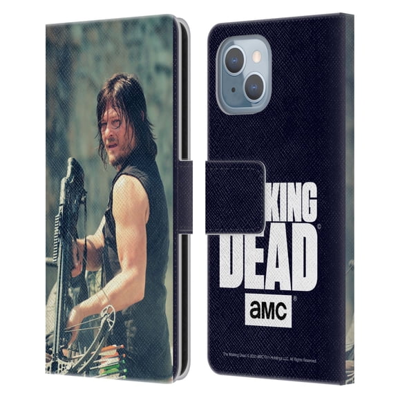 Head Case Designs Officially Licensed AMC The Walking Dead Daryl Dixon Archer Leather Book Wallet Case Cover Compatible with Apple iPhone 14