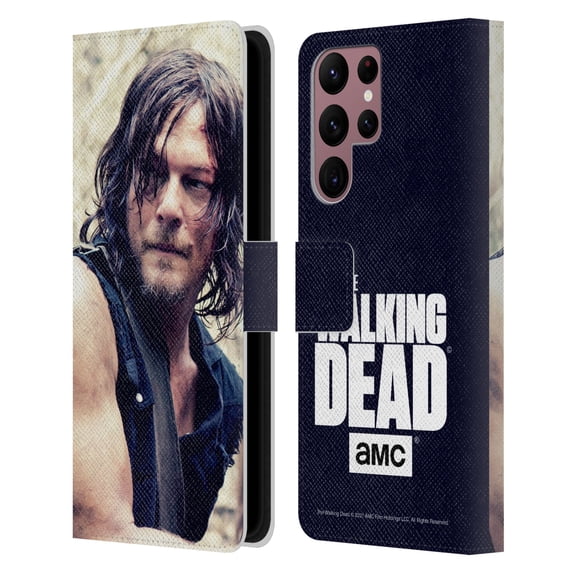 Head Case Designs Officially Licensed AMC The Walking Dead Daryl Dixon Half Body Leather Book Wallet Case Cover Compatible with Samsung Galaxy S22 Ultra 5G