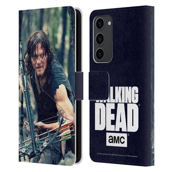 Head Case Designs Officially Licensed AMC The Walking Dead Daryl Dixon Lurk Leather Book Wallet Case Cover Compatible with Samsung Galaxy S23+ 5G
