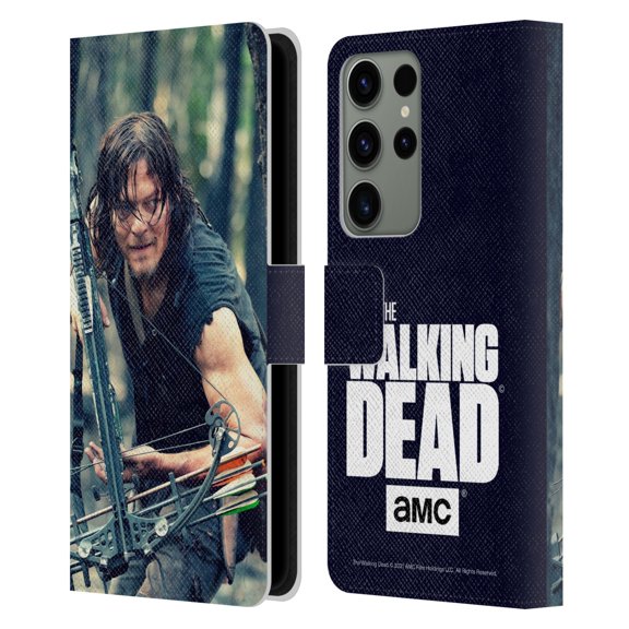 Head Case Designs Officially Licensed AMC The Walking Dead Daryl Dixon Lurk Leather Book Wallet Case Cover Compatible with Samsung Galaxy S23 Ultra 5G
