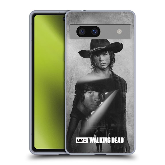 Head Case Designs Officially Licensed AMC The Walking Dead Double Exposure Carl Soft Gel Case Compatible with Google Pixel 7a