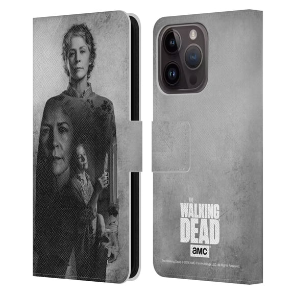 Head Case Designs Officially Licensed AMC The Walking Dead Double Exposure Carol Leather Book Wallet Case Cover Compatible with Apple iPhone 15 Pro