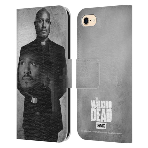 Head Case Designs Officially Licensed AMC The Walking Dead Double Exposure Gabriel Leather Book Wallet Case Cover Compatible with Apple iPhone 7 / 8 / SE 2020 & 2022