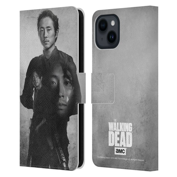 Head Case Designs Officially Licensed AMC The Walking Dead Double Exposure Glenn Leather Book Wallet Case Cover Compatible with Apple iPhone 15