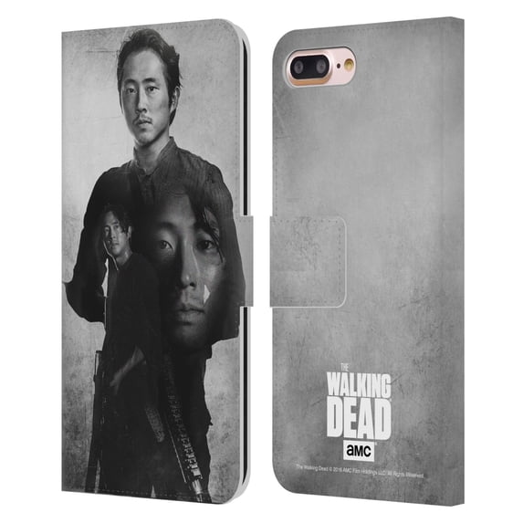 Head Case Designs Officially Licensed AMC The Walking Dead Double Exposure Glenn Leather Book Wallet Case Cover Compatible with Apple iPhone 7 Plus / iPhone 8 Plus