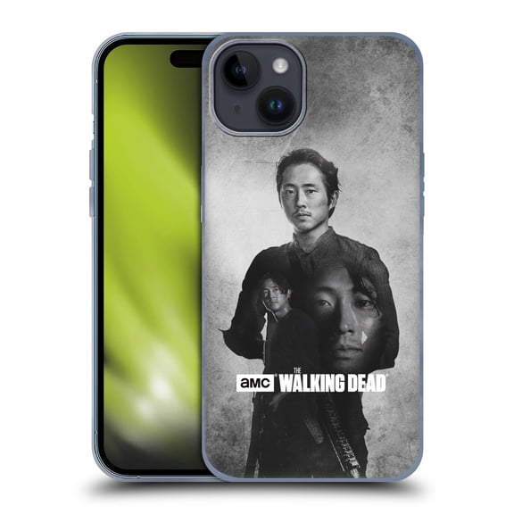 Head Case Designs Officially Licensed AMC The Walking Dead Double Exposure Glenn Soft Gel Case Compatible with Apple iPhone 15 Plus