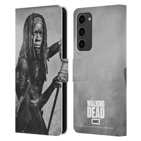Head Case Designs Officially Licensed AMC The Walking Dead Double Exposure Michonne Leather Book Wallet Case Cover Compatible with Samsung Galaxy S23+ 5G