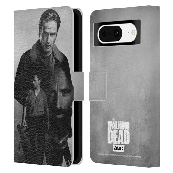 Head Case Designs Officially Licensed AMC The Walking Dead Double Exposure Rick Leather Book Wallet Case Cover Compatible with Google Pixel 8