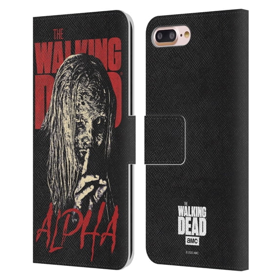 Head Case Designs Officially Licensed AMC The Walking Dead Season 10 Character Portraits Alpha Leather Book Case Compatible with Apple iPhone 7 Plus / iPhone 8 Plus