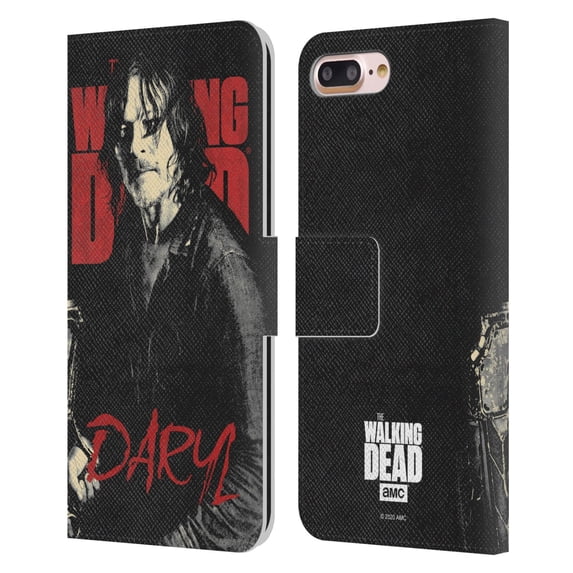 Head Case Designs Officially Licensed AMC The Walking Dead Season 10 Character Portraits Daryl Leather Book Case Compatible with Apple iPhone 7 Plus / iPhone 8 Plus