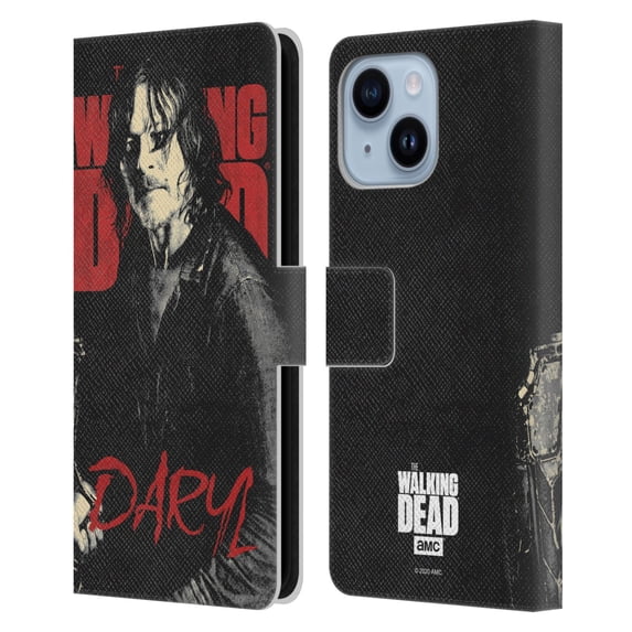 Head Case Designs Officially Licensed AMC The Walking Dead Season 10 Character Portraits Daryl Leather Book Wallet Case Cover Compatible with Apple iPhone 14 Plus