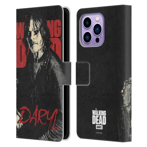 Head Case Designs Officially Licensed AMC The Walking Dead Season 10 Character Portraits Daryl Leather Book Wallet Case Cover Compatible with Apple iPhone 14 Pro Max