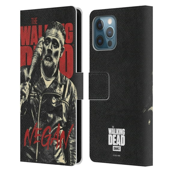 Head Case Designs Officially Licensed AMC The Walking Dead Season 10 Character Portraits Negan Leather Book Wallet Case Cover Compatible with Apple iPhone 12 Pro Max