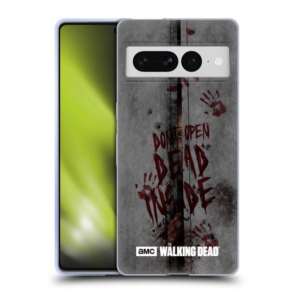 Head Case Designs Officially Licensed AMC The Walking Dead Typography Dead Inside Soft Gel Case Compatible with Google Pixel 7 Pro