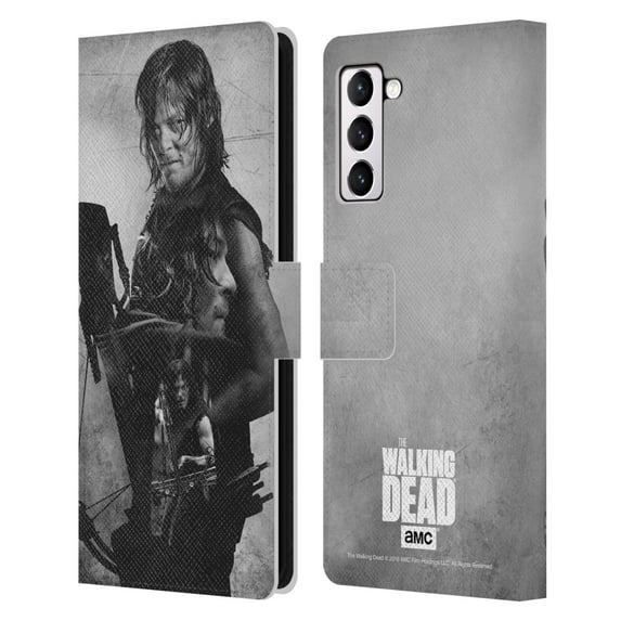 Head Case Designs Officially Licensed AMC The Walking Dead Double Exposure Daryl Leather Book Wallet Case Cover Compatible with Samsung Galaxy S21+ 5G