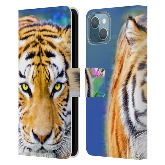 Head Case Designs Officially Licensed Aimee Stewart Animals Tiger Lily Leather Book Wallet Case Cover Compatible with Apple iPhone 13